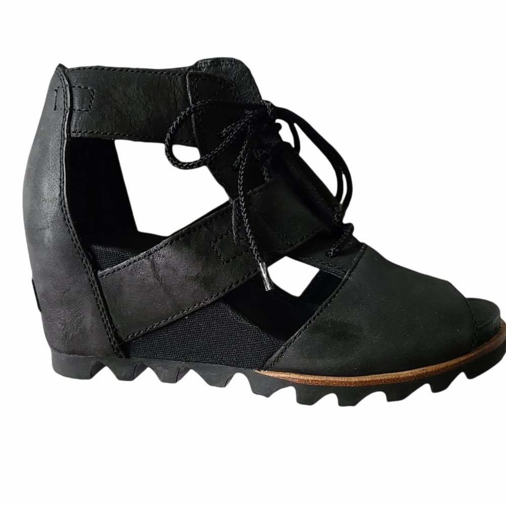 Sorel joanie wedge sandals black size 6